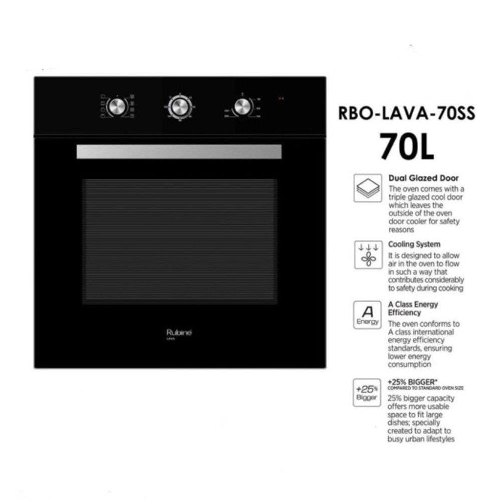 RUBINE BUILT-IN OVEN RBO-LAVA-SS 70LITER 8PROGRAM ANALOGUE