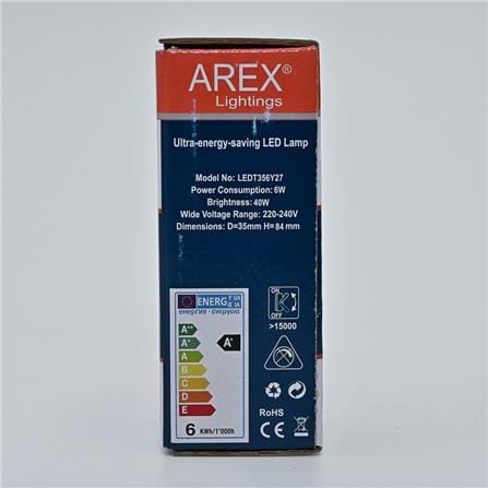 AREX LED BULB T35 6W WW E27 LEDT356Y27