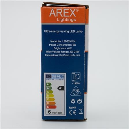 LED BULB T35 6W WARM WHITE E14 LEDT356Y14 AREX