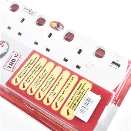POWER STRIP 4G2M 2M MA1184-2M(USB+SURGE) SELAMAT