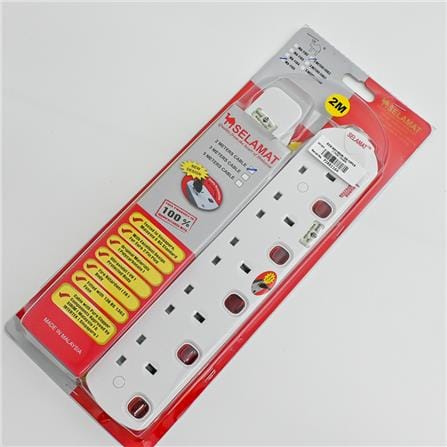 SELAMAT 5 GANG 2 METER EXTENSION WITH NEON&SURGE MA1185-2M