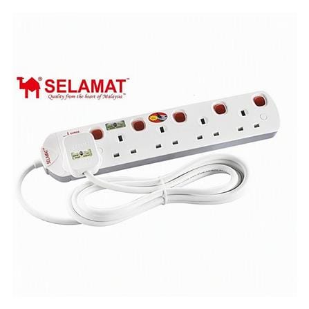 SELAMAT 5 GANG 2 METER EXTENSION WITH NEON&SURGE MA1185-2M