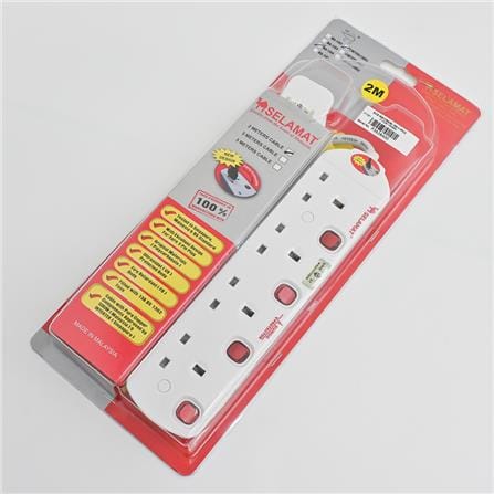 SELAMAT 4 GANG 2 METER EXTENSION WITH NEON&SURGE MA1184-2M
