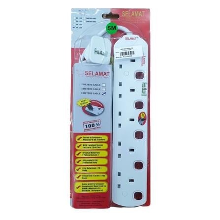 SELAMAT 5 GANG 5 METER EXTENSION WITH NEON&SURGE MA1185-5M