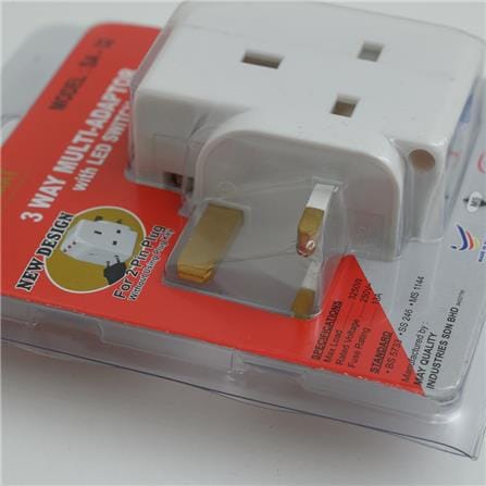3PIN 3WAY ADPT W/SWI&NEON SA-32 SELAMAT
