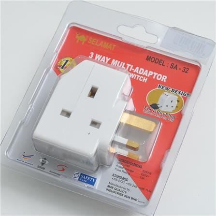 3PIN 3WAY ADPT W/SWI&NEON SA-32 SELAMAT