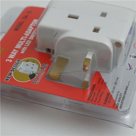 SELAMAT 13A 3 WAY MULTI-ADAPTOR WITH NEON SA-32 WHITE