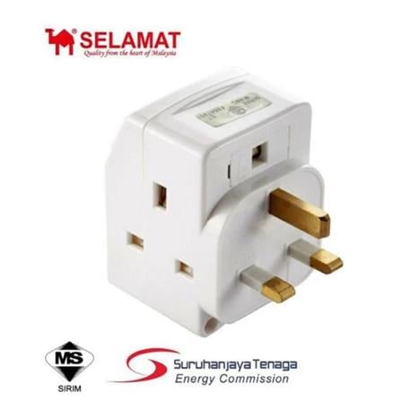 SELAMAT 13A 3 WAY MULTI-ADAPTOR WITH NEON SA-32 WHITE