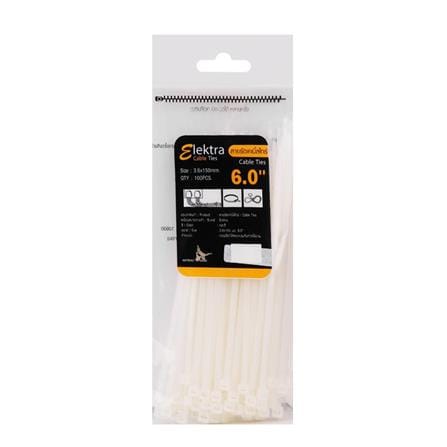 ELECKTA CABLE TIES 6 Inch 3.6 Millimeter WHITE (100 LINE)