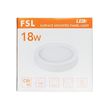 FSL LED SLIM SURFACE DOWNLIGHT ACRYLIC 6INCH 18WATT DAYLIGHT ROUND WHITE