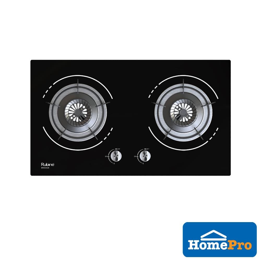 RUBINE GAS HOB BRAVA-BL 2BURNER 4.5KW 76CM