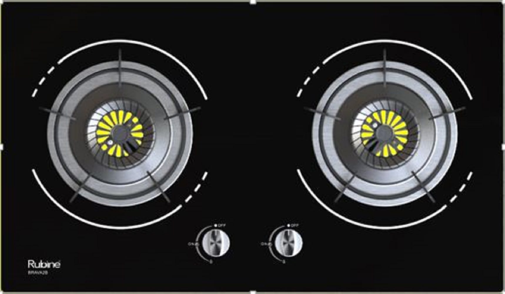 RUBINE GAS HOB BRAVA-BL 2BURNER 4.5KW 76CM
