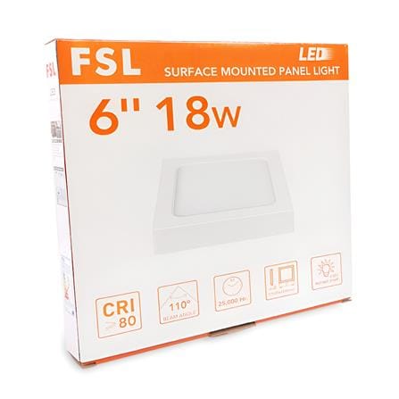 FSL SURFACE DOWNLIGHT LED 6" 18W DAYLIGHT SQUARE ACRYLIC WHITE