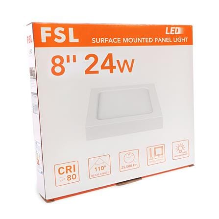FSL LED SURFACE DOWNLIGHT MOUNTED PANEL LIGHT 8INCH 24WATT DAYLIGHT SQUARE WHITE