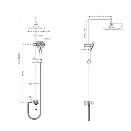 FILTON RAIN SHOWER SPF-816-3 STAINLESS STEEL CHROME