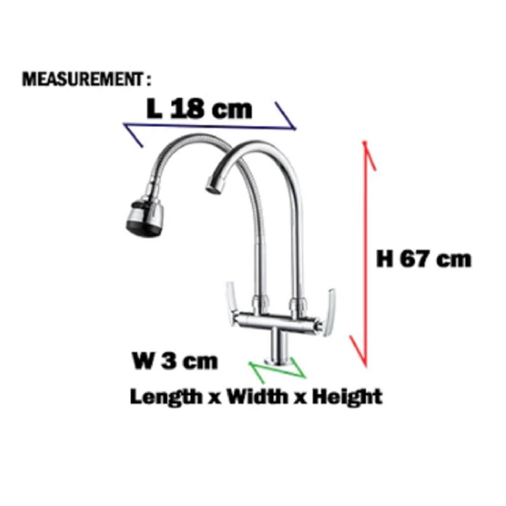 LIVINOX SINK FAUCET LT-AM131F TAP DOUBLE "U" SPOUT + FLEXI SPOUT SPRAYER