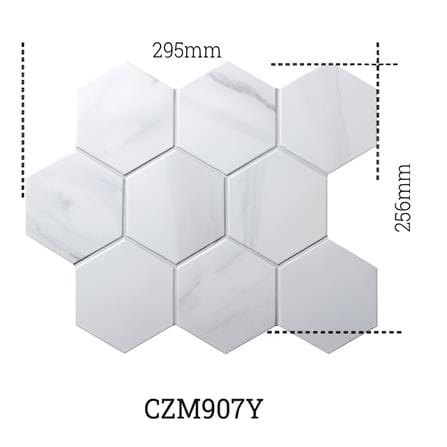 GNG MOSAIC HEXAGONAL MARBLE WHITE CZM907Y