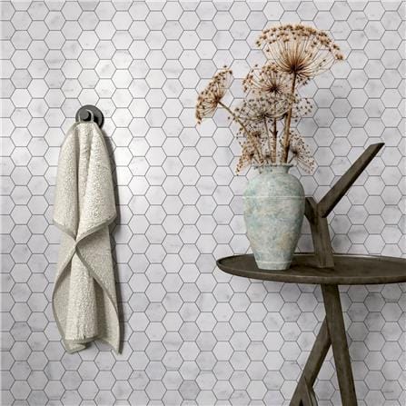 GNG MOSAIC HEXAGONAL MARBLE WHITE CZM907Y