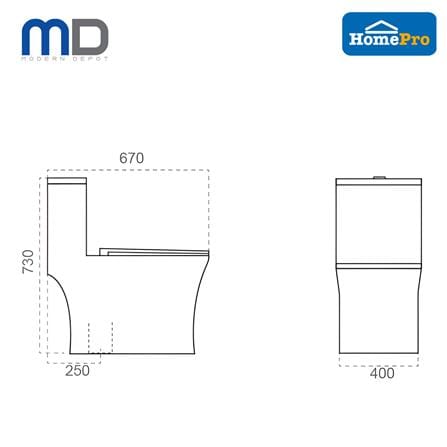 MD 1P TOILET GION RIMLESS DUAL FLUSH 3/6L WHITE