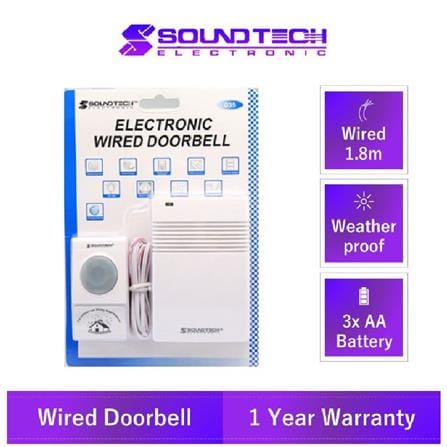 ELECTRONIC WIRED DOORBELL 035 SOUNDTEOH WIRED 1.8M