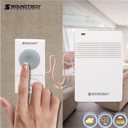 ELECTRONIC WIRED DOORBELL 035 SOUNDTEOH WIRED 1.8M