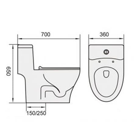 LIVINOX 1P TOILET LWC-1020-250 3/6L WHITE