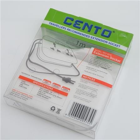 CENTO 2WAY TRAVELLER EXTENSION SOCKET 1M WITH DUAL USB (2.1A) SES-9218