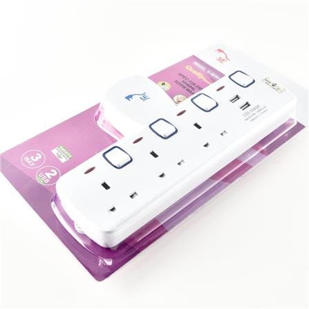 3 WAY + 2USB T-ADAPTOR WITH NEON MED-303N+2USB ME