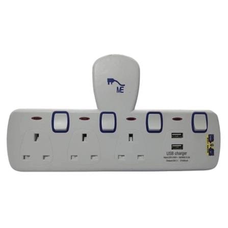 3 WAY + 2USB T-ADAPTOR WITH NEON MED-303N+2USB ME