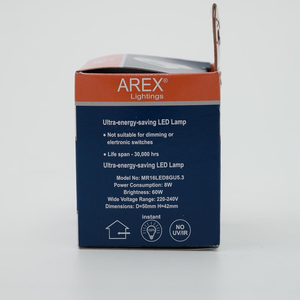AREX LED BULB MR16 8W GU5.3 240V 3000K