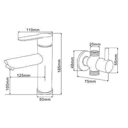 RASLAND BASIN MIXER WITH STOP VALVE SS-4003-STOP