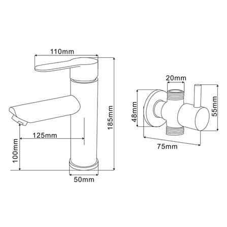 RASLAND BASIN MIXER WITH STOP VALVE SS-4003-STOP