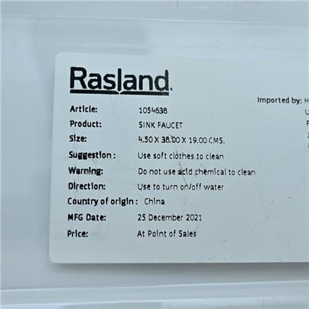 BASIN FAUCET RASLAND RA 1115523 CHROME