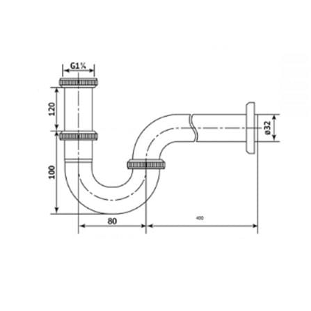 RASLAND P-TRAP 30CM A126-C/30/STAINLESS STEEL CHROME (P-TRAP)