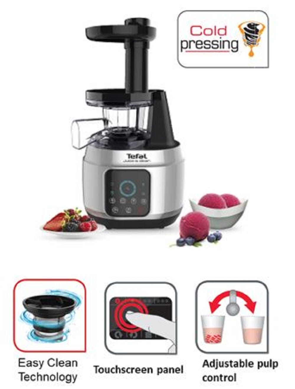 TEFAL SLOW JUICER ZC420 150WATT 0.8LITER 4+REVERSE SPEED