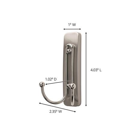 COMMAND SATIN NICKEL BATH LARGE DOUBLE HOOK