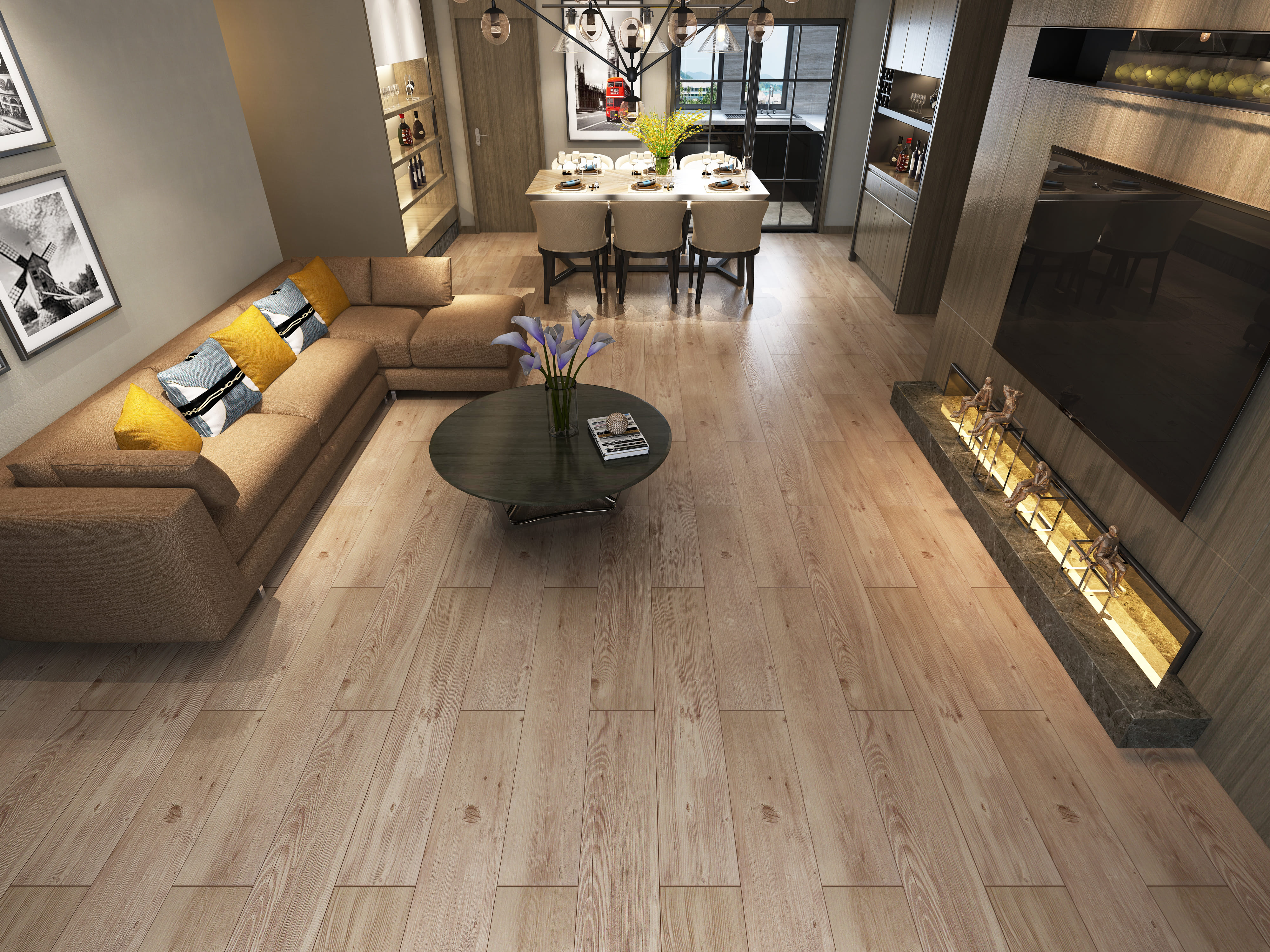 TARA VINYL TILE STICKER 15X91CM 2MM PRATO OAK 3.28M2