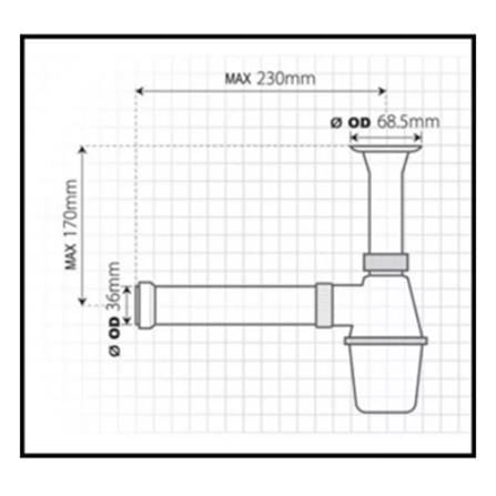 WATERTEC BOTTLE TRAP 24CM FMS-BT002-1TP PP PLASTIC WHITE