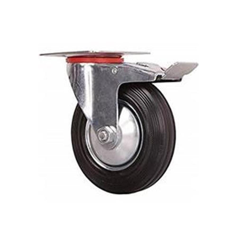 TAHAN SWIVEL RUBBER CASTER+BRAKE 3 INCH