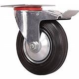 TAHAN SWIVEL RUBBER CASTER WHEEL + BRAKE 4 INCH