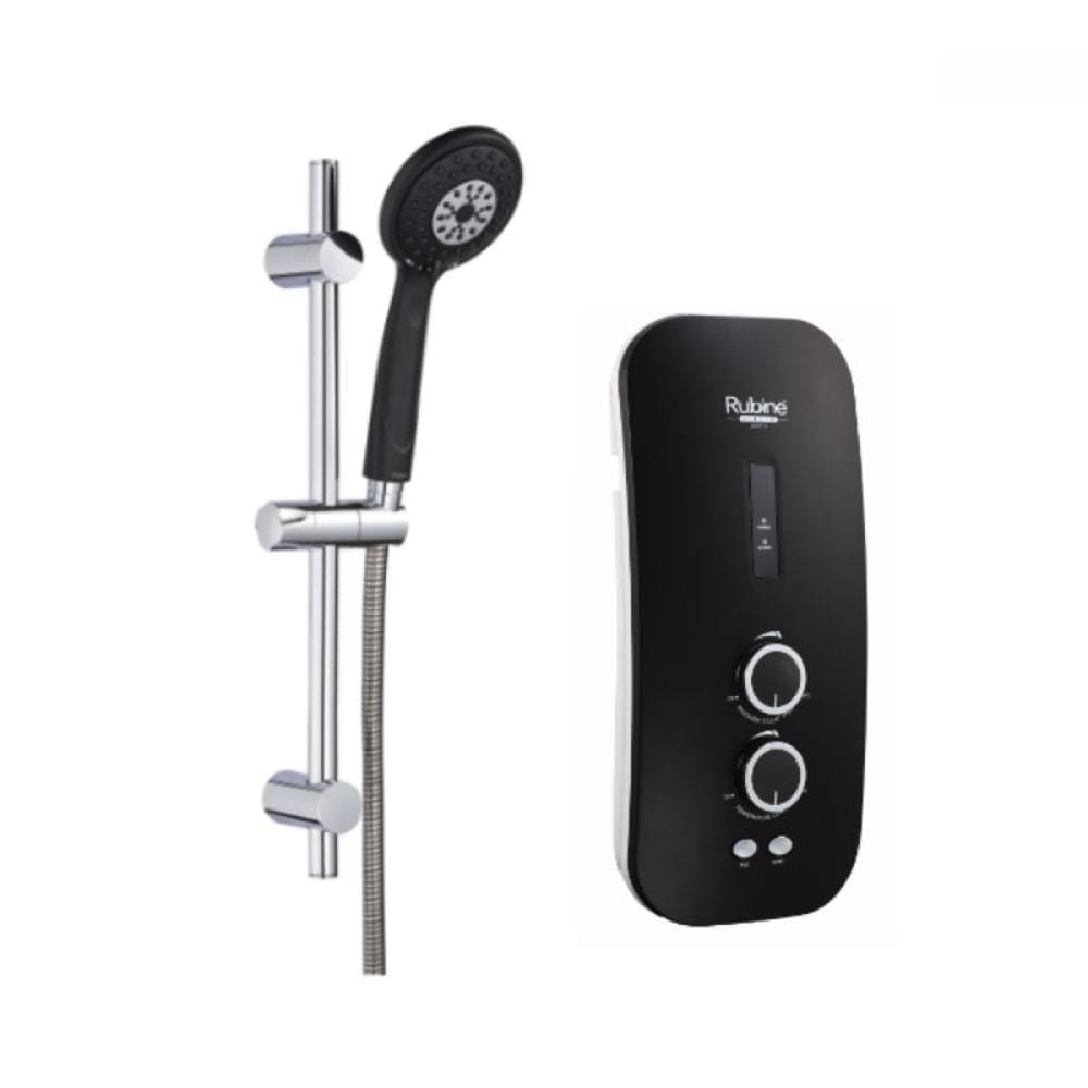 RUBINE SHOWER HEATER DC PUMP WITH HAND SHOWER SSE891D-BCB CARBON BLACK (BLACK SHOWER ACCESORIES SET)
