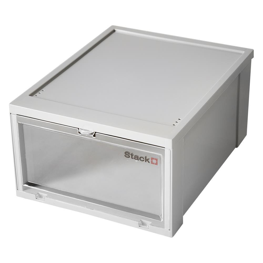 SHOE BOX STACKO 28X35X17CM GREY