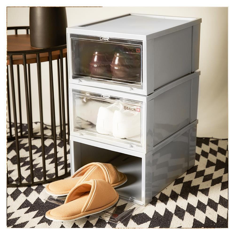 SHOE BOX STACKO 28X35X17CM GREY