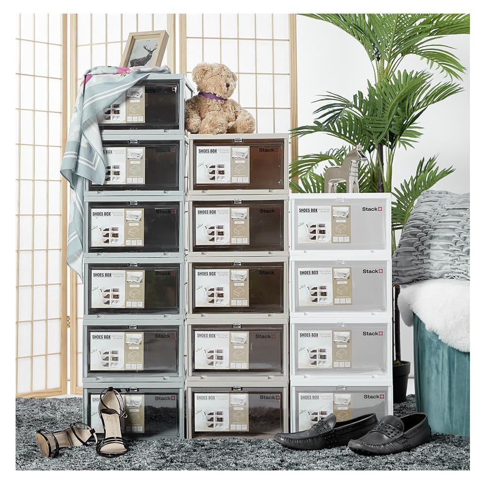 SHOE BOX STACKO 28X35X17CM GREY