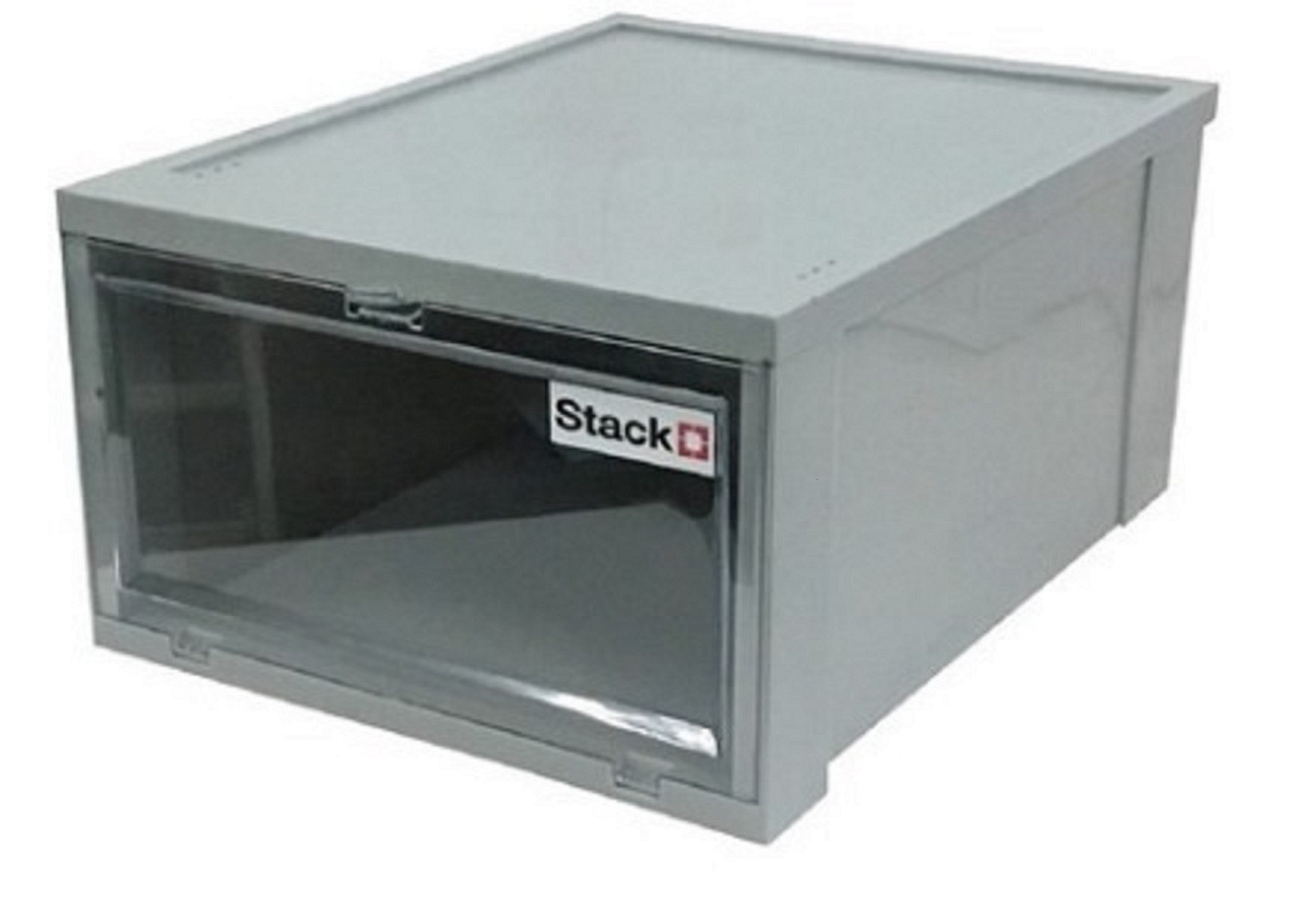 SHOE BOX STACKO 28X35X17CM GREY