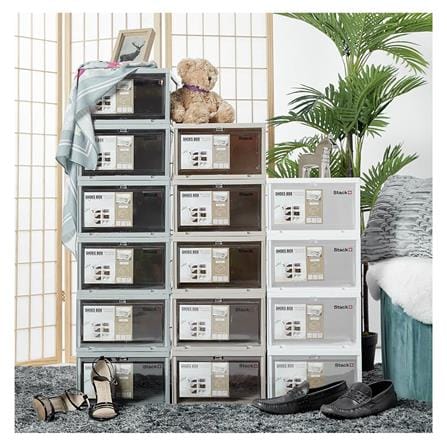 SHOE BOX STACKO 28X35X17CM GREY