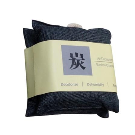 HOME+ BAMMBOO CHARCOAL SACHET WITH STRING 85G X 2 DARK GREY