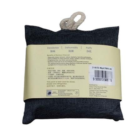 HOME+ BAMMBOO CHARCOAL SACHET WITH STRING 85G X 2 DARK GREY