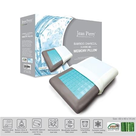 JEAN PERRY HEALTHY PILLOW BAMBOO CHARCOAL GEL CLASSIC MEMORY 60X40 WHITE