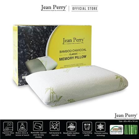 JEAN PERRY HEALTHY PILLOW BAMBOO CHARCOAL CLASSIC MEMORY 60X40 WHITE